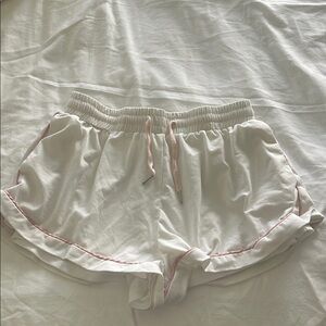 Princess Polly Cream Shorts with Pink Accents